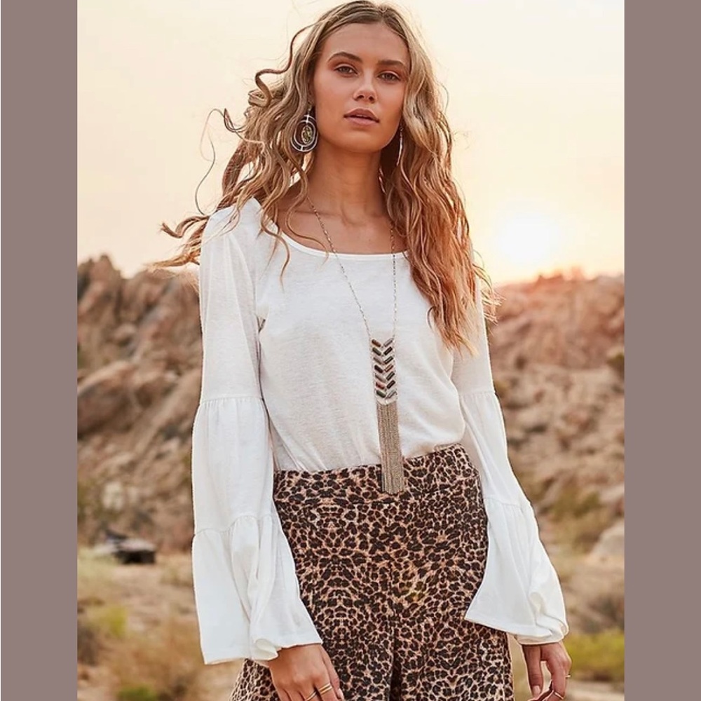 White tiered bell sleeve